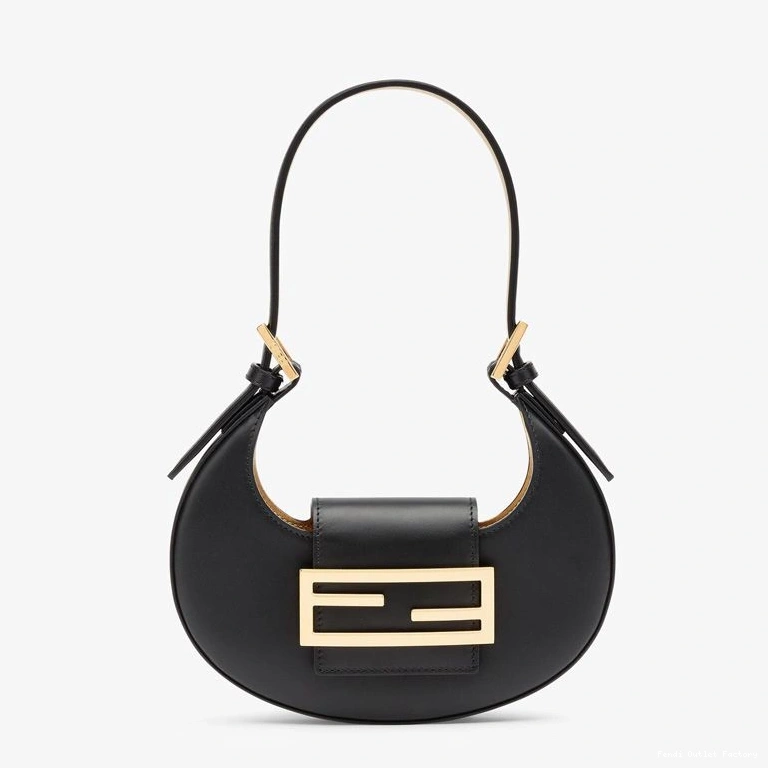 HOT Leather Mini Cookie In Calf Bag Hobo Black Fendi 0715